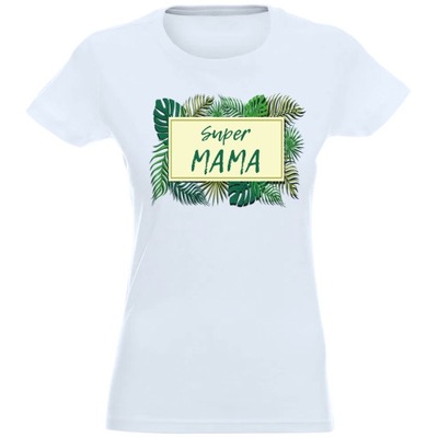 T-SHIRT KOSZULKA DAMSKA NADRUK SUPER MAMA L