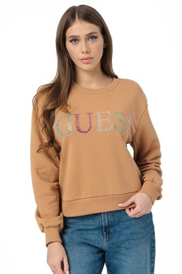 GUESS Bluza damska Logo W3GQ09 KBK32 Brązowy M