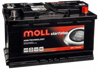 АККУМУЛЯТОР MOLL AGM 12V 80AH 800A СТАРТ СТОП 81080