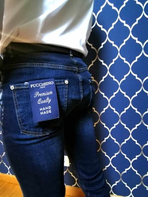 PUCCIHINO Jeansy męskie granatowe Denim W34 L32