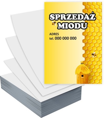 Ulotki A6 1000 szt firmowe reklamowe SPRZEDAŻ MIODU + PROJEKT GRATIS