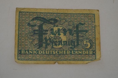 Niemcy - banknot - Bank Deutscher Länder - 5 Pfennig - 1948