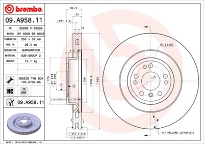 ДИСКИ ТОРМОЗНЫЕ ТОРМОЗНЫЕ ПЕРЕД BREMBO 09.A958.11 09A95811