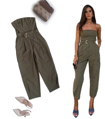 Zara kombinezon khaki s 36 cargo gorset