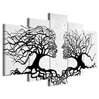 OBRAZ TRYPTYK 5 CZĘŚCI DRZEWA TWARZ POCAŁUNEK NATURA DO SALONU 3D 100x50
