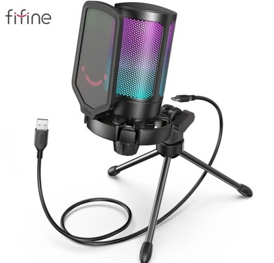 MIKROFON FIFINE CZARNY POJEMNOŚCIOWY USB LED RGB