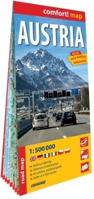 Austria; laminowana mapa samochodowa 1:500 000