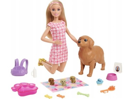 Lalka Barbie pieski narodziny piesków mattel pies