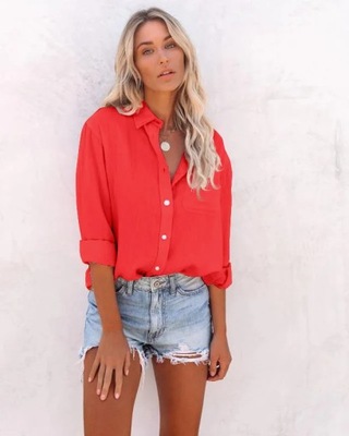 Spring Autumn Blouse Tops Casual Turn Down Collar
