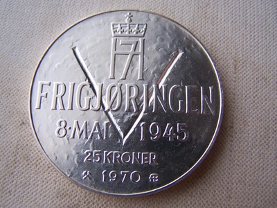 - NORWEGIA -- 1970 -- 25 Koron -- SREBRO