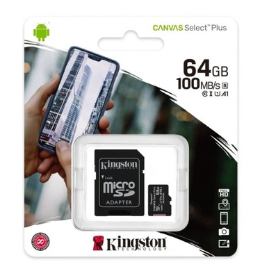 Karta Pamięci KINGSTON Canvas MicroSD 100MB/s 64GB