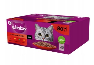 WHISKAS SASZETKI KARMA DLA KOTA KLASYCZNE POSIŁKI 80x85g