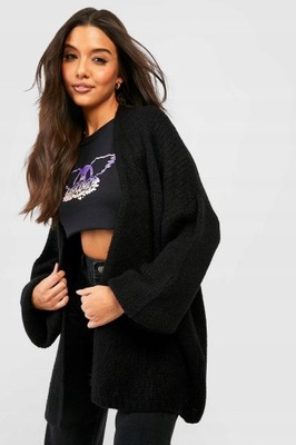 Boohoo NG2 kqy CZARNY SWETER NARZUTKA OVERSIZE S