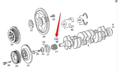 Шпонка вала колінчастого mercedes a6049910168 фото №1