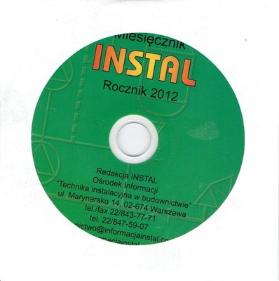 Miesięcznik Instal czasopismo 2012 rocznik na CD