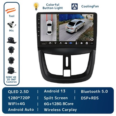 NAVEGACIÓN GPS PARA PEUGEOT 207 2006-2015 RADIO DE AUTOMÓVIL BEZPRZEWODOWE CARPLAY DSP RDS  