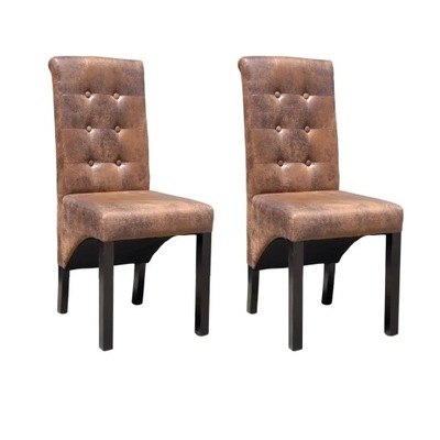 Krzesła stołowe, 2 szt., brązowe, sztuczna skó