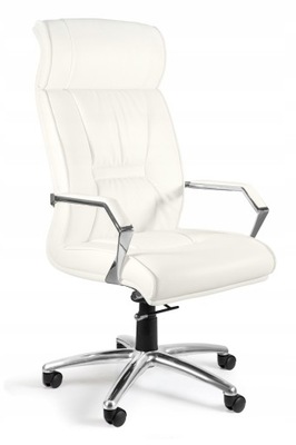 Biały fotel biurowy gabinetowy skóra naturalna
