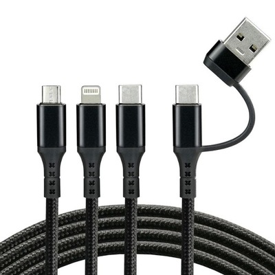 Kabel przewód USB-C / USB 3w1 - USB-C, Lightning, micro USB 120cm everActiv
