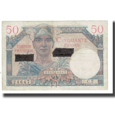 Francja, 50 Francs, 1947, 1947, FAUSSE SURCHARGE,