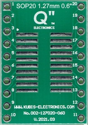 SO20, SOP20, SOIC20, SOJ20, SOL20, PG-DSO-20 1.27mm na DIP 0.6".