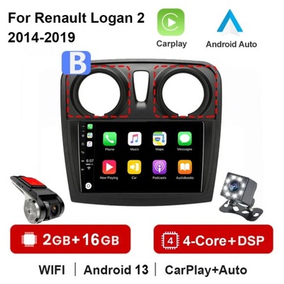 CARPLAY ANDROID 13 PARA RADIO RENAULT LOGAN 2 2012-2019 SANDERO 2 2014-2019 RADIO  