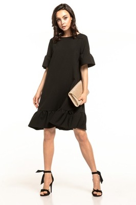 Luźna sukienka z falbanami czarna XL