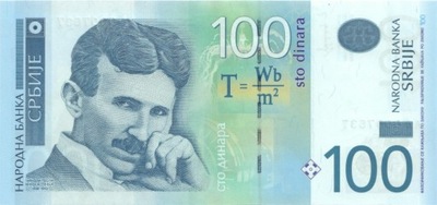 SERBIA 100 DINARÓW 2013 P-57b UNC NIKOLA TESLA