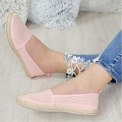 NOWE CIELISTE ESPADRYLE BUTY PUDROWY RÓŻ 39