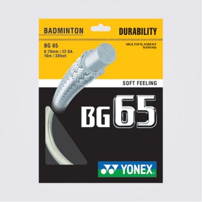 Naciąg badminton Yonex BG 65 0,70mm Biały SET 10m