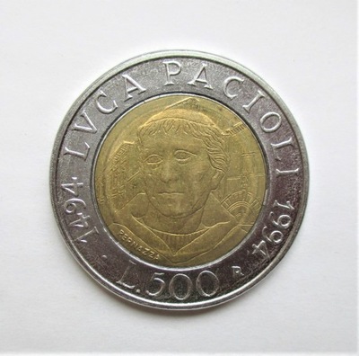 500 Lirów 1994 r. 500 roczn. urodzin Luca Pacioli