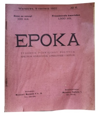 Epoka tygodnik nr. 4 / 1922