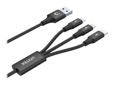 UNITEK C14049BK Kabel USB 3w1 microUSB USB-C Ligthining czarny