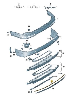 Молдинг декоративная бампера заднего audi q7 sline aso фото №1