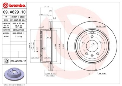 DISCO DE FRENADO COATED DISC LINE 09.A629.11  