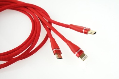 Zestaw kabli USB typ C microUSB Lightning 1,2 m