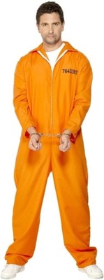 Smiffys Kostium Więzień Uciekinier, pomarańczowy kombinezon dla dorosłych M