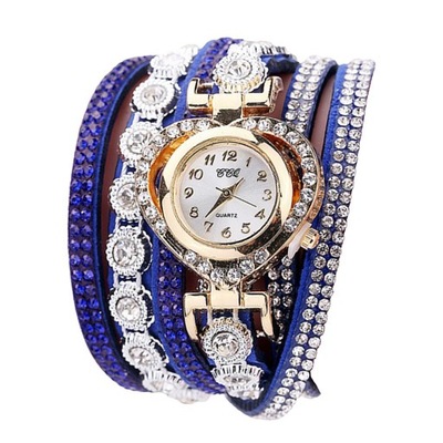 Women Luxury Crystal Bracelet Wristwatch Lady Blue