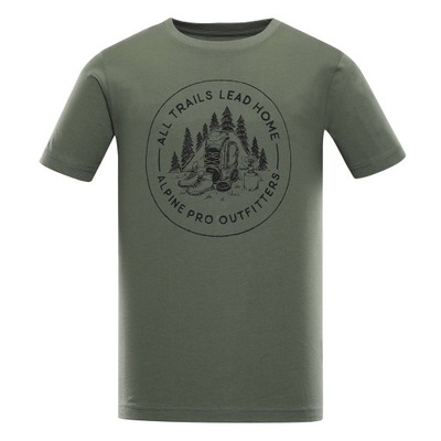 ALPINE PRO Koszulka męska turystyczna bawełniana Lefer khaki r.XL