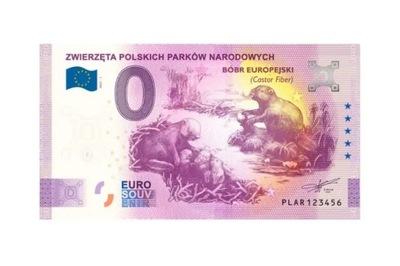 Banknot 0 Euro 2021 (Polska) - Bóbr Europejski