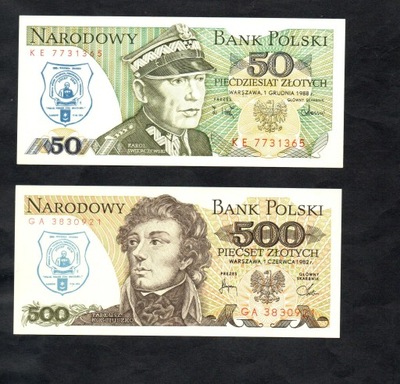 BANKNOTY PRL z nadrukiem JÓZEF BEM, 2 sztuki