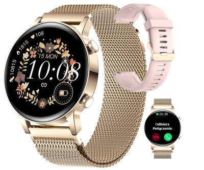 SMARTWATCH Zegarek WIELOFUNKCYJNY ROZMOWY PL złoty