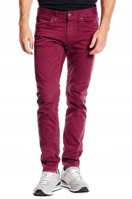 MĘSKIE BORDOWE JEANSY Jack Jones SLIM FIT _ 30/32