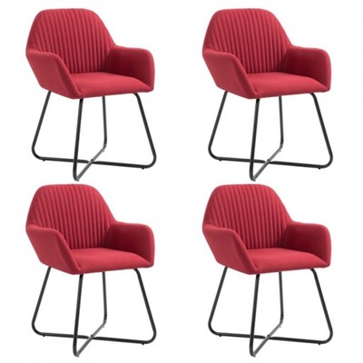 Krzesła stołowe, 4 szt., winna czerwień, obite tkaniną