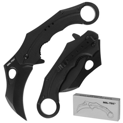 Nóż składany Karambit Taktyczny Mil-Tec Hawkbill G10 z klipsem czarny