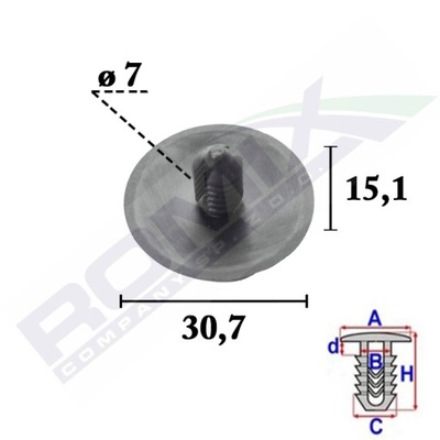 КЛИПСА PODSZYCIA КРЫЛА 7MM FORD KUGA X5SZT