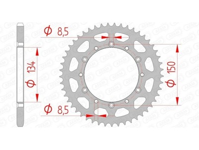 ENGRANAJE NAPEDZANA PARTE TRASERA MOTO. DE ACERO OCYNKOWANA PLATEADA  