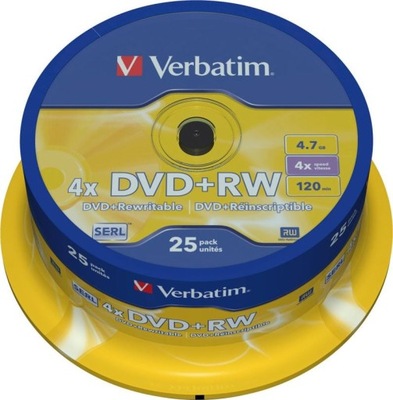 Verbatim DVD+RW 4.7 GB 4x 25 sztuk (43489)