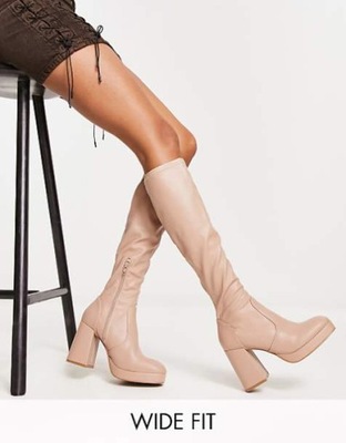 SCHUH BEŻOWE KOZAKI ZAMEK OBCASY (39)