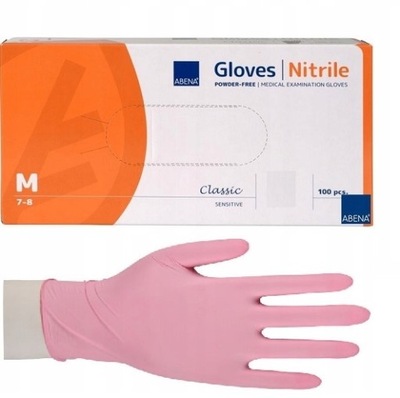 Rękawiczki RĘKAWICE nitryl RÓŻOWE Abena M 100 szt